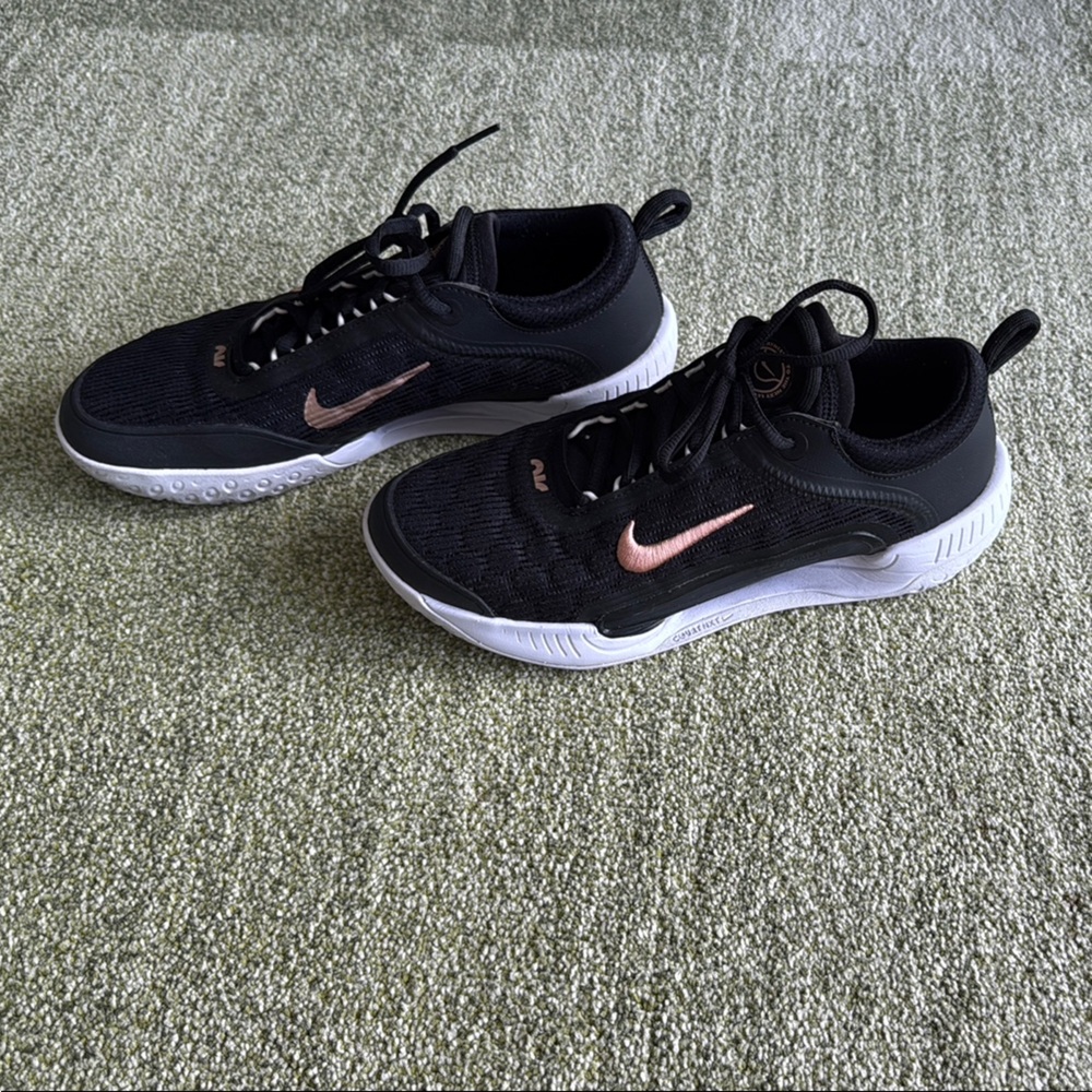 Nike Black and Gold Court Sneakers